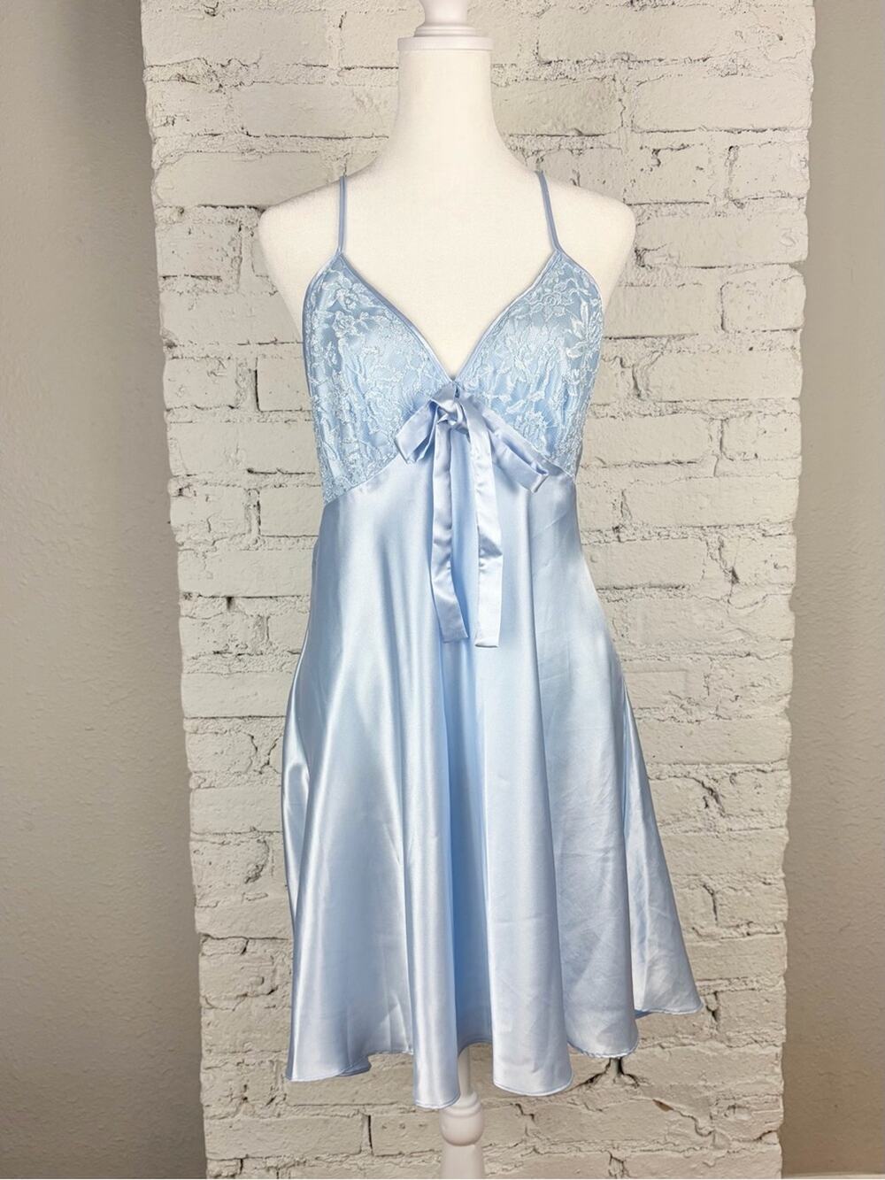VTG 90s Y2K Secret Treasures Babydoll Slip Dress Blue Lace XL